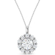 Round Lab Diamond Halo Pendant 14K White Gold (1.00ct)