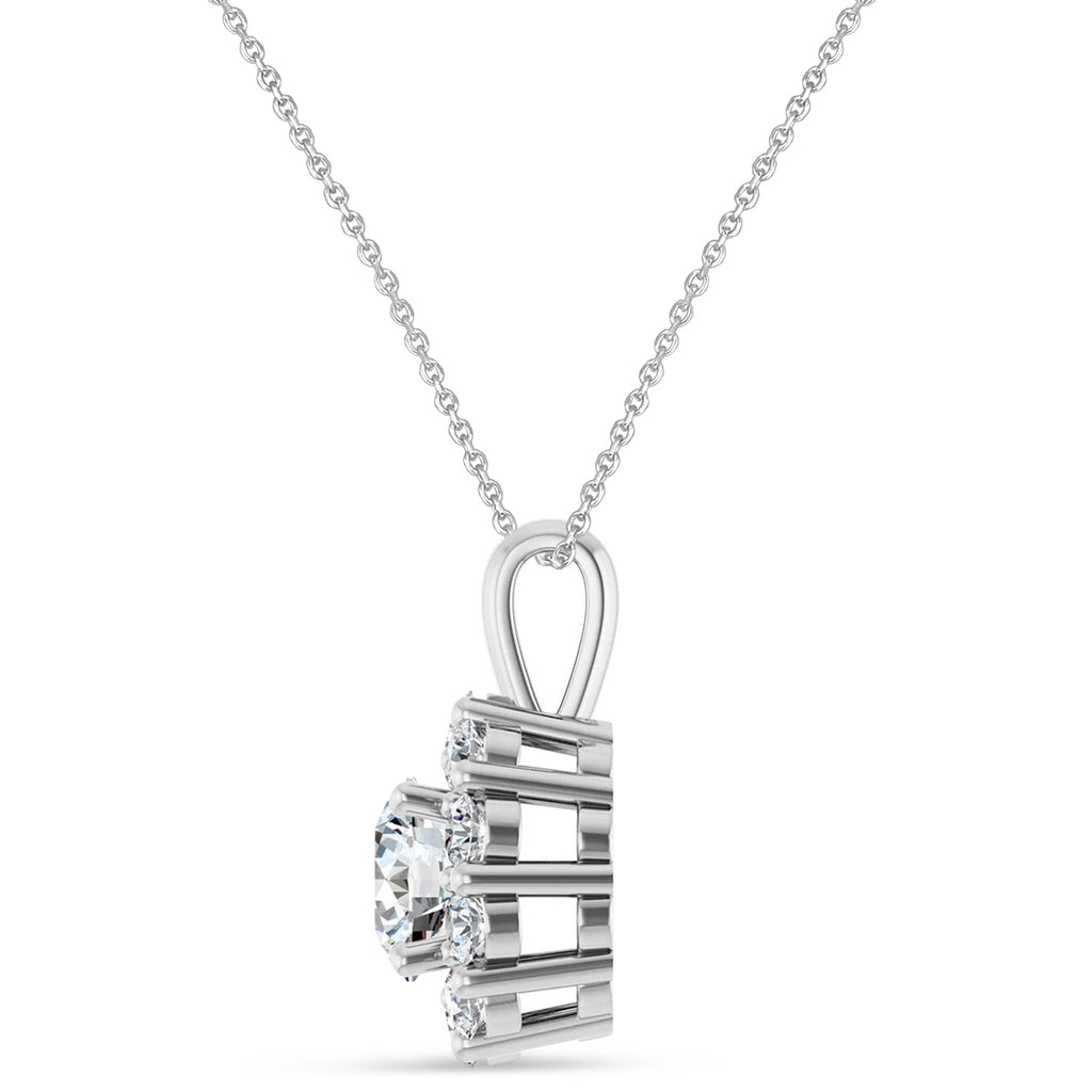 Round Lab Diamond Halo Pendant 14K White Gold (1.00ct)