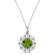 Round Lab Peridot & Diamond Halo Pendant 14K White Gold (1.10ct)
