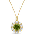 Round Lab Peridot & Diamond Halo Pendant 14K Yellow Gold (1.45ct)