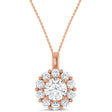 Round Lab Diamond Halo Pendant 14K Rose Gold (1.00ct)