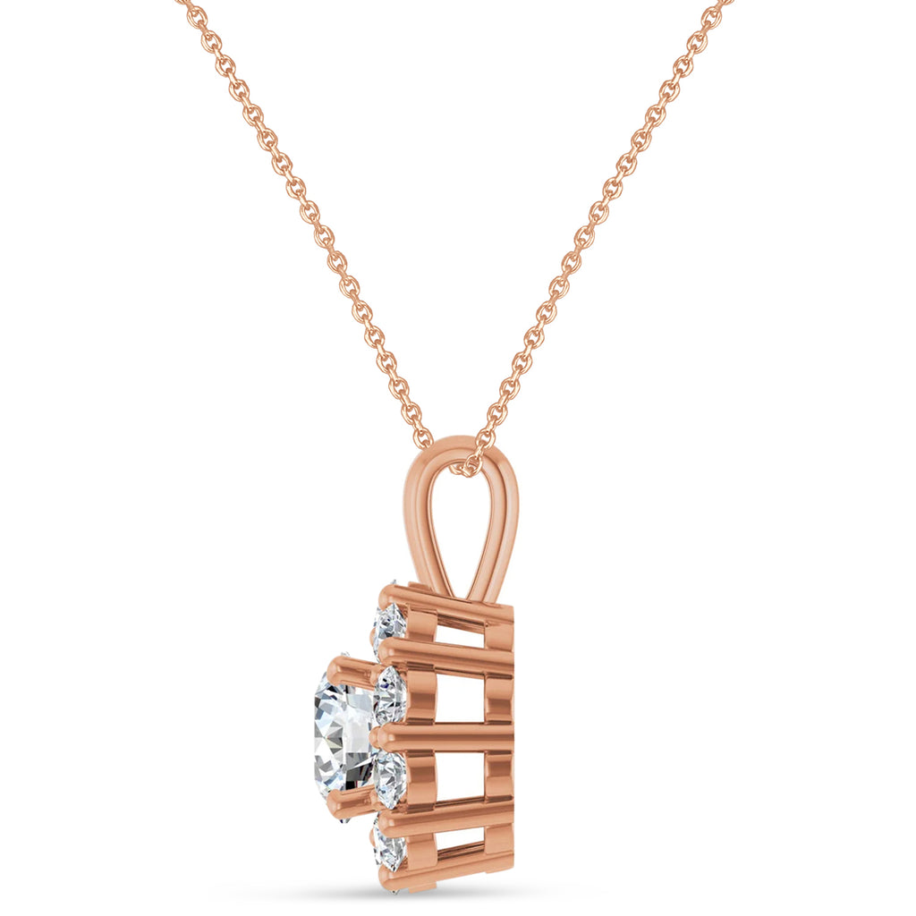 Round Lab Diamond Halo Pendant 14K Rose Gold (1.00ct)