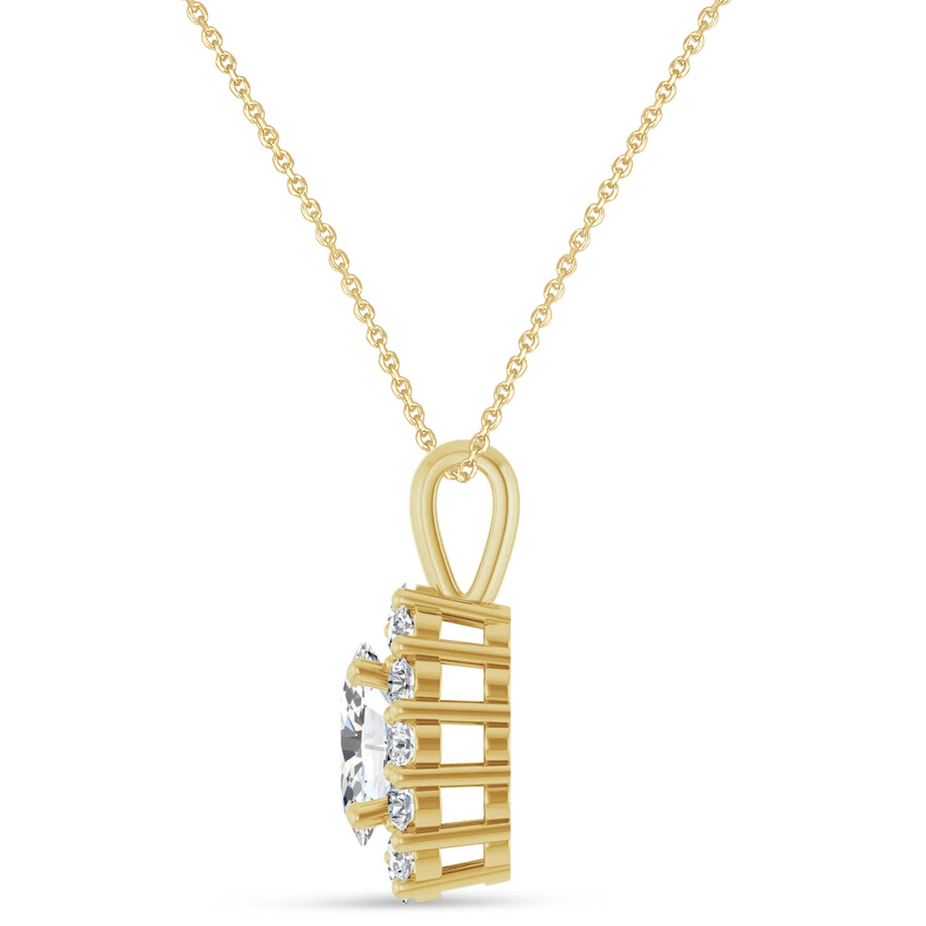 Oval Lab Diamond Halo Pendant 14K Yellow Gold (1.17ct)