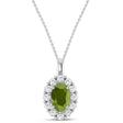 Oval Lab Peridot & Diamond Halo Pendant 14K White Gold (1.30ct)