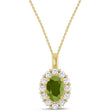 Oval Lab Peridot & Diamond Halo Pendant 14K Yellow Gold (1.30ct)