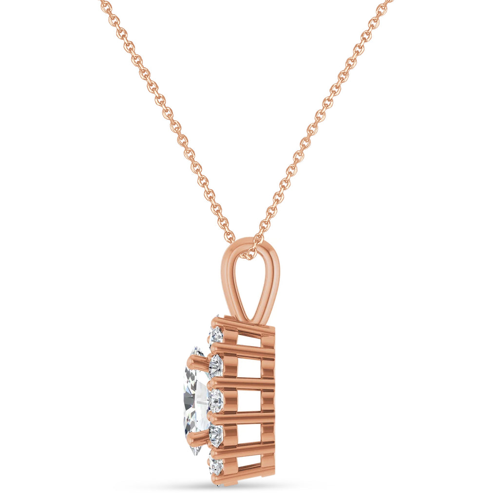 Oval Lab Diamond Halo Pendant 14K Rose Gold (1.17ct)