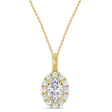 Oval Lab Diamond Halo Pendant 14K Yellow Gold (0.74ct)
