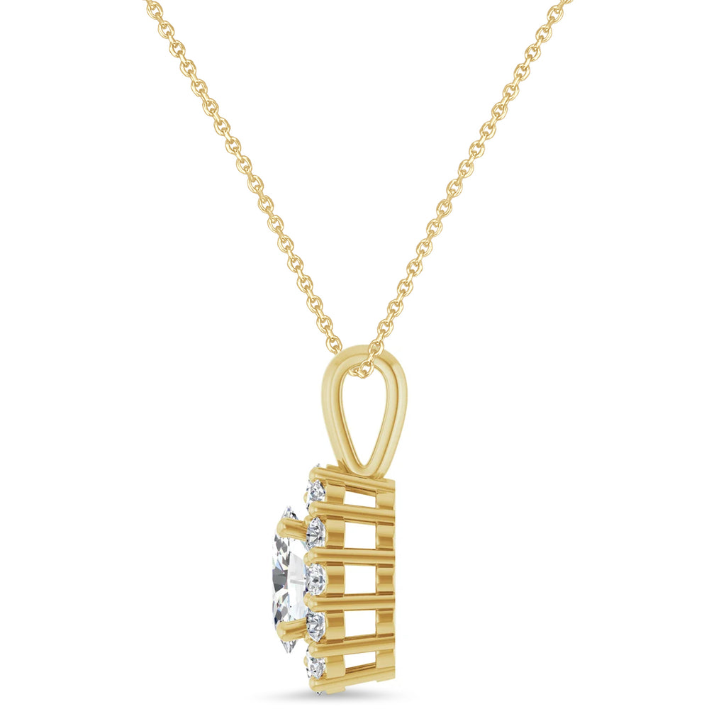 Oval Lab Diamond Halo Pendant 14K Yellow Gold (0.74ct)