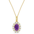 Oval Lab Amethyst & Diamond Halo Pendant 14K Yellow Gold (0.69ct)
