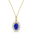 Oval Lab Blue Sapphire & Diamond Halo Pendant 14K Yellow Gold (0.80ct)
