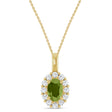 Oval Lab Peridot & Diamond Halo Pendant 14K Yellow Gold (0.76ct)