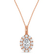 Oval Lab Diamond Halo Pendant 14K Rose Gold (0.74ct)