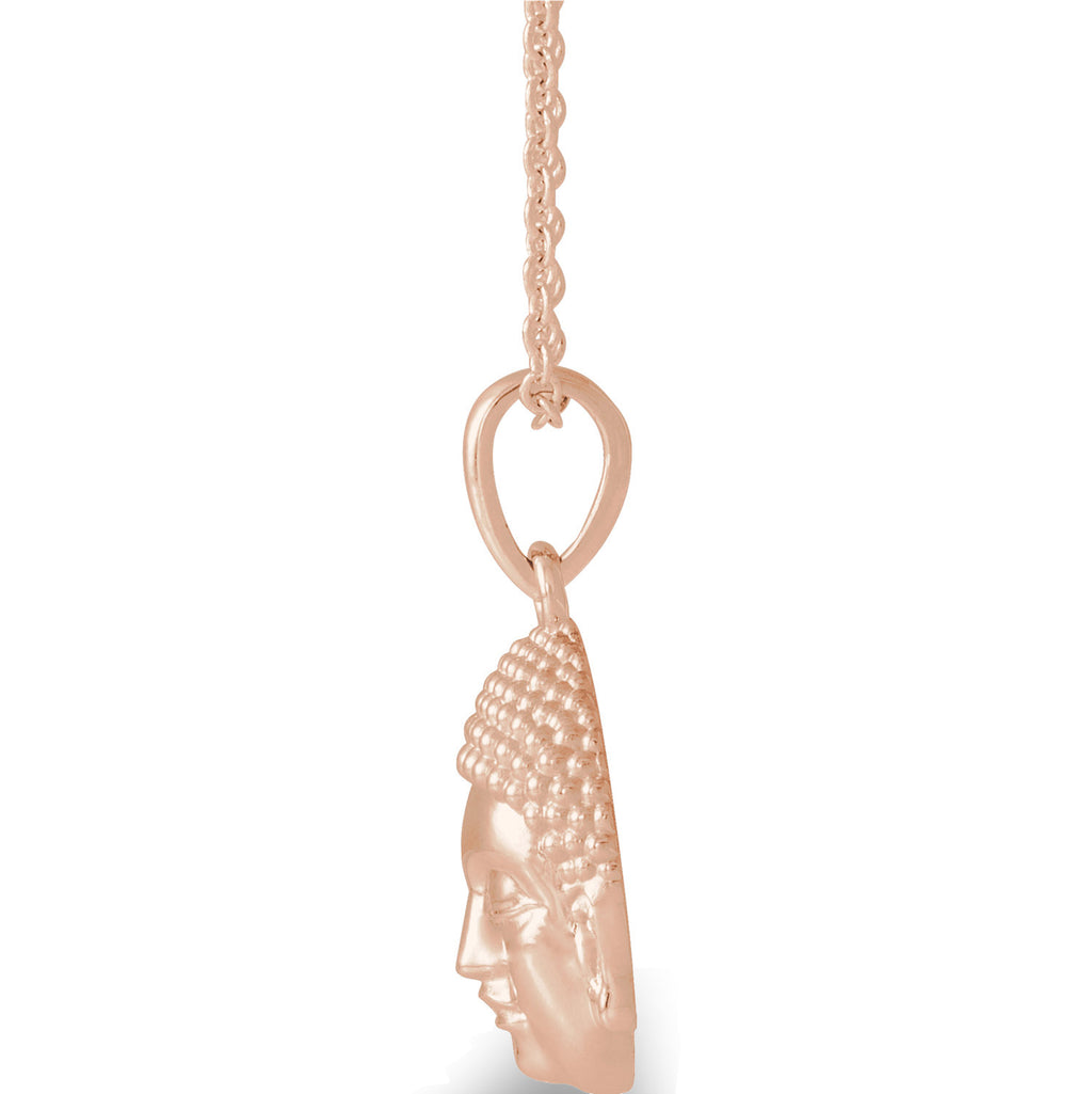 Buddha Head Pendant Necklace 14k Rose Gold