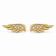 Diamond Accented Angel Wings Stud Earrings 14K Yellow Gold (0.03ct)