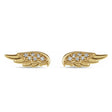 Diamond Accented Angel Wings Stud Earrings 14K Yellow Gold (0.03ct)