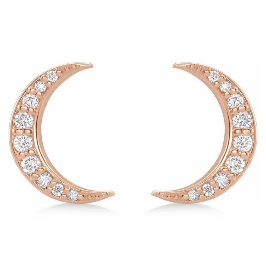 Lab Diamond Crescent Moon Stud Earrings 14K Rose Gold (0.10ct)