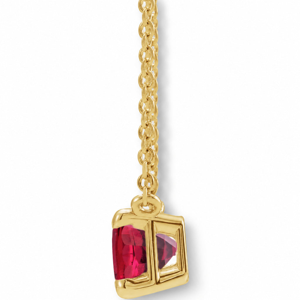 Emerald-Cut Lab-Grown Ruby Solitaire Necklace in 14K Yellow Gold view 2