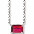Emerald-Cut Lab-Grown Ruby Solitaire Necklace Sterling Silver 0.37ct