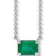 Emerald-Cut Lab Emerald Solitaire Necklace 14K White Gold 0.25ct