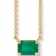 Emerald-Cut Lab Emerald Solitaire Necklace 14K Yellow Gold 0.25ct
