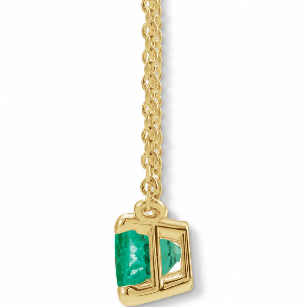 Emerald-Cut Lab-Grown Emerald Solitaire Necklace in 14K Yellow Gold view 2