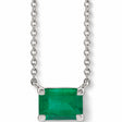 Emerald-Cut Lab Emerald Solitaire Necklace Sterling Silver 0.25ct
