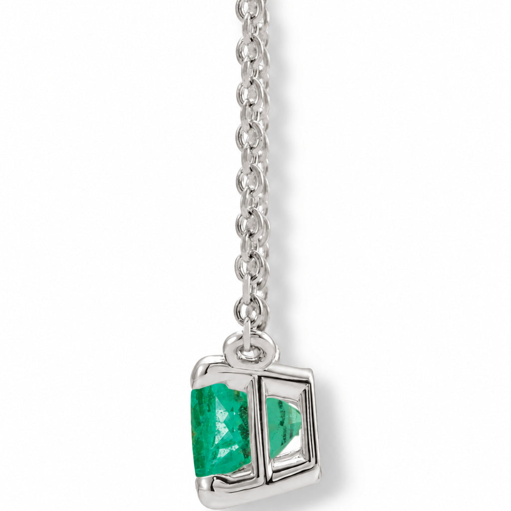 Emerald-Cut Lab-Grown Emerald Solitaire Necklace in Sterling Silver view 2