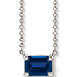Emerald-Cut Lab Blue Sapphire Solitaire Necklace 14K White Gold 0.37ct