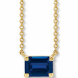 Emerald-Cut Lab Blue Sapphire Solitaire Necklace 14K Yellow Gold 0.37ct