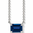 Emerald-Cut Lab Blue Sapphire Solitaire Necklace Sterling Silver 0.37ct