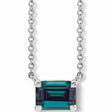 Emerald-Cut Lab Alexandrite Solitaire Necklace 14K White Gold 0.37ct