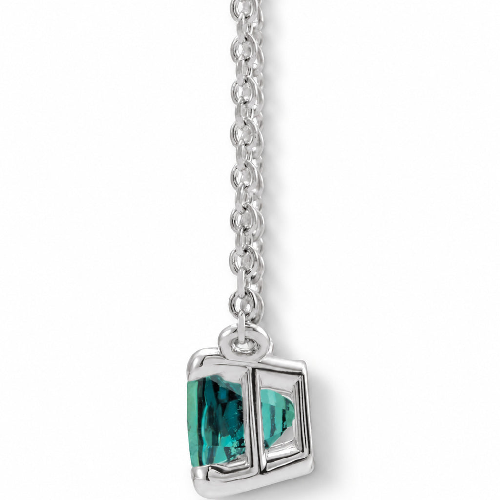 Emerald-Cut Lab-Grown Alexandrite Solitaire Necklace in 14K White Gold view 2