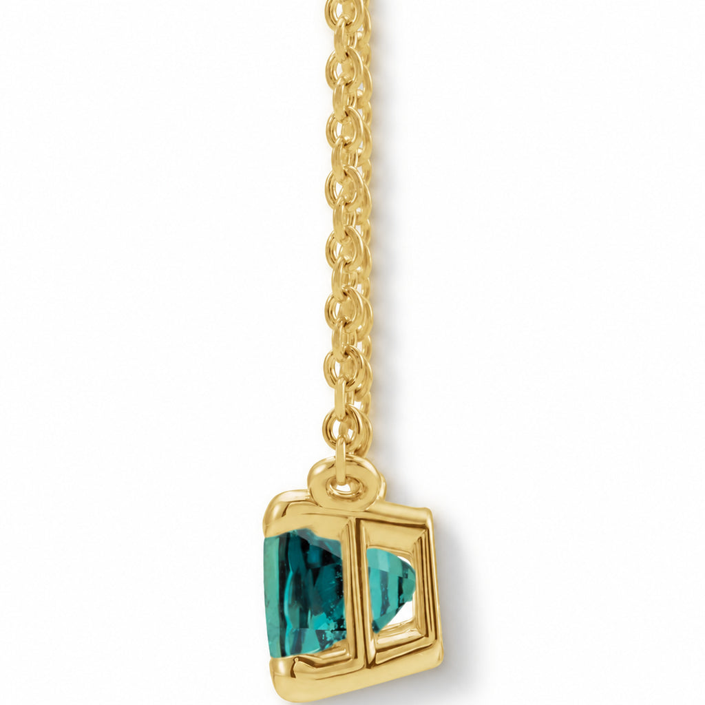 Emerald-Cut Lab-Grown Alexandrite Solitaire Necklace in 14K Yellow Gold view 2