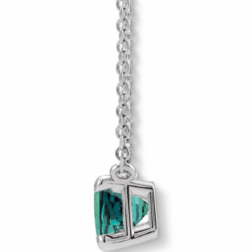 Emerald-Cut Lab-Grown Alexandrite Solitaire Necklace in Sterling Silver view 2