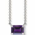 Emerald-Cut Natural Amethyst Solitaire Necklace 14K White Gold 0.28ct