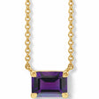 Emerald-Cut Natural Amethyst Solitaire Necklace 14K Yellow Gold 0.28ct
