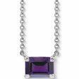 Emerald-Cut Natural Amethyst Solitaire Necklace Sterling Silver 0.28ct