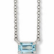 Emerald-Cut Natural Aquamarine Solitaire Necklace 14K White Gold 0.27ct