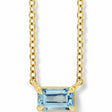 Emerald-Cut Natural Aquamarine Solitaire Necklace 14K Yellow Gold 0.27ct