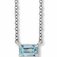 Emerald-Cut Natural Aquamarine Solitaire Necklace Sterling Silver 0.27ct