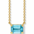 Emerald-Cut Natural Blue Zircon Solitaire Necklace 14K Yellow Gold 0.45ct