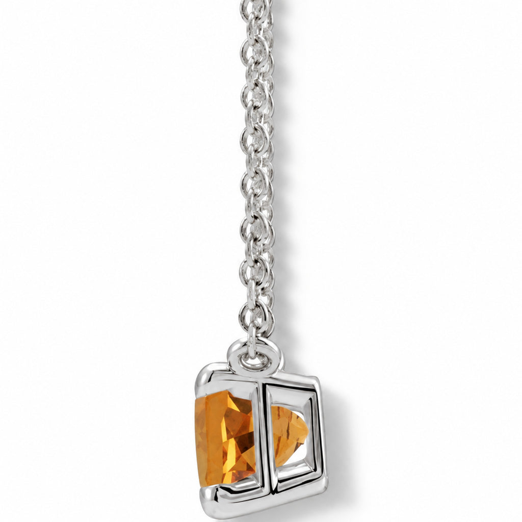 Emerald-Cut Natural Citrine Necklace in Sterling Silver side