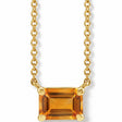 Emerald-Cut Natural Citrine Solitaire Necklace 14K Yellow Gold 0.28ct