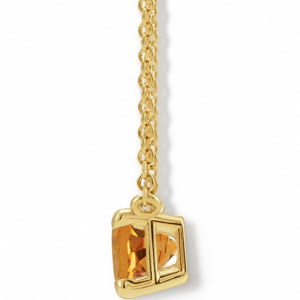 Emerald-Cut Natural Citrine Necklace in 14K Yellow Gold side