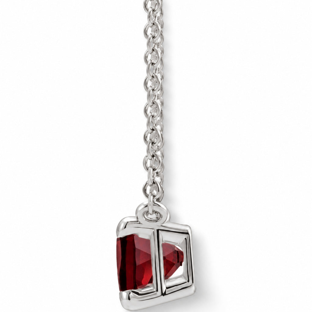 Emerald-Cut Natural Mozambique Garnet Necklace in Sterling Silver side