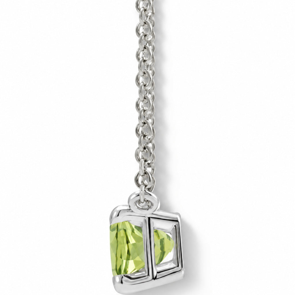 Emerald-Cut Natural Peridot Necklace 14K White Gold side