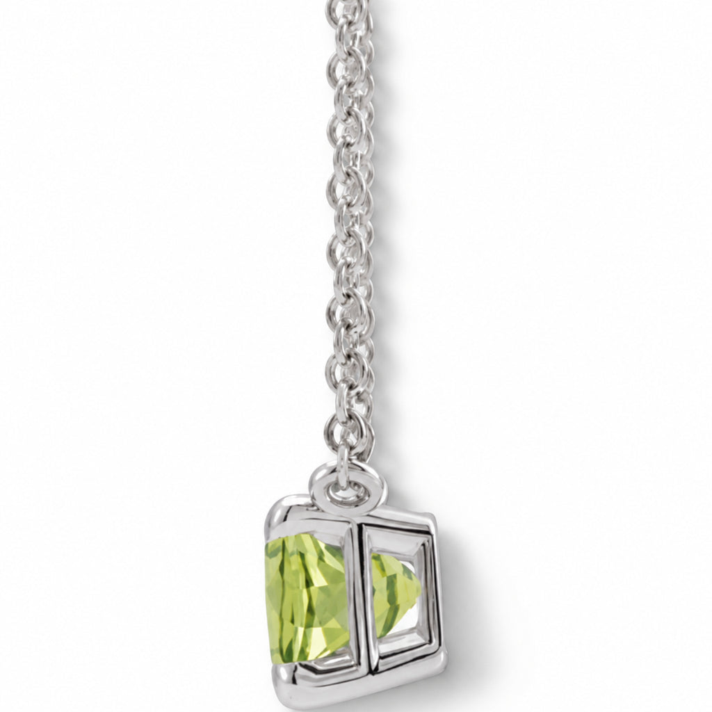 Emerald-Cut Natural Peridot Necklace Sterling Silver side