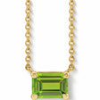 Emerald-Cut Natural Peridot Solitaire Necklace 14K Yellow Gold 0.35ct