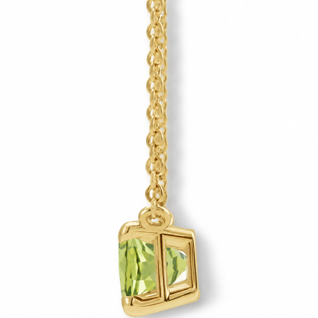 Emerald-Cut Natural Peridot Necklace 14K Yellow Gold side