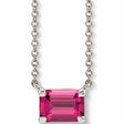 Emerald-Cut Natural Pink Tourmaline Solitaire Necklace 14K White Gold 0.35ct